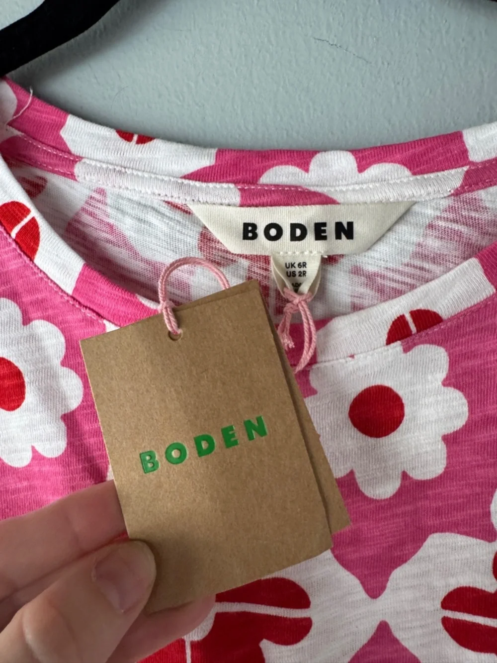 NWT BODEN RED PINK FLORAL LEAH PULLOVER COMFY JERSEY T-SHIRT DRESS US SZ 2 2R - Picture 4 of 7